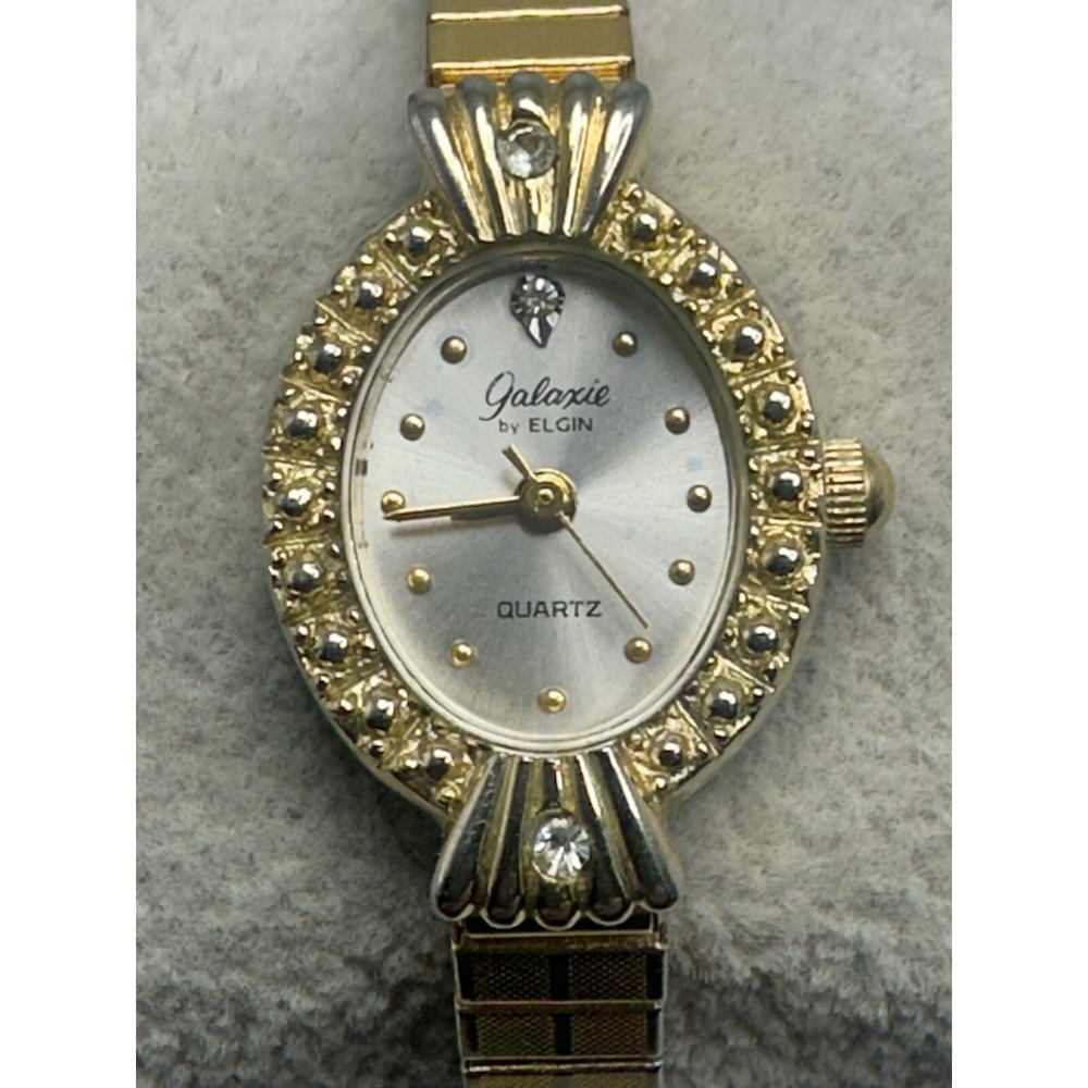 Galaxie By Elgin W132 New Battery Ladies Watch 18MM 5.5" Stretch‎ Band D42